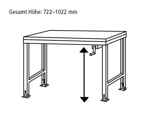 Manuflex Arbeitsgrundtisch UNIVERSAL Ergo K mit Multiplexplatte, BxTxH = 1500 x 800 x 722-1022 mm, Graugrün, AU9055.0001
