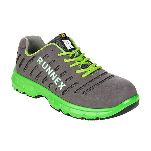 RUNNEX S1P-ESD-Sicherheitshalbschuhe FlexStar, grau/grün, Größe: 42, VE: 1 Paar, 5170-42