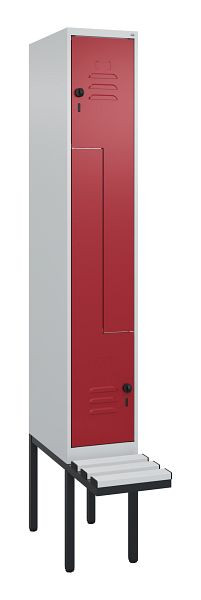 C+P Z-Spind Classic PLUS, Bank, 2 Abteile, 2120x300x815mm, 7035/3003, Drehriegel, 0800437-102 S10031