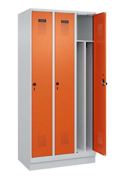 C+P Spind Evolo PLUS, mit Sockel, 3 Abteile, 1950x900x500mm, 7035/2004, Verschluss Drehriegel, 049020-30F S10002