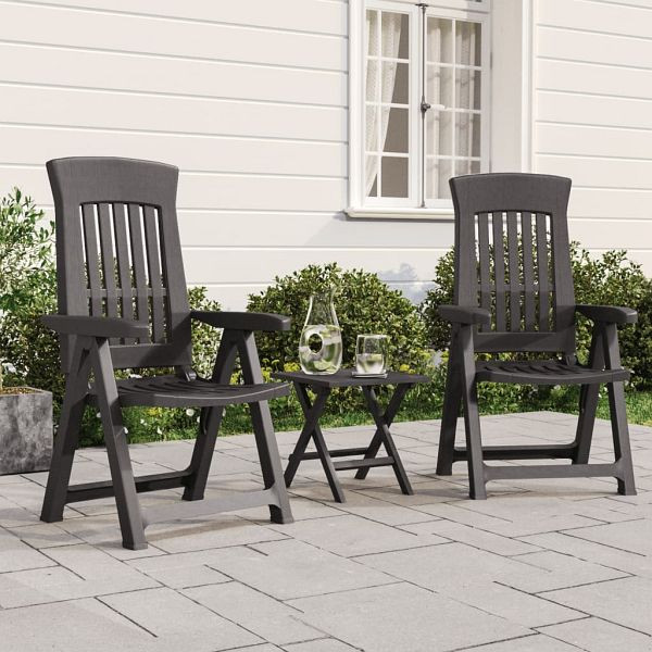 vidaXL Gartenstühle 2 Stück Verstellbar Anthrazit PP, 364712