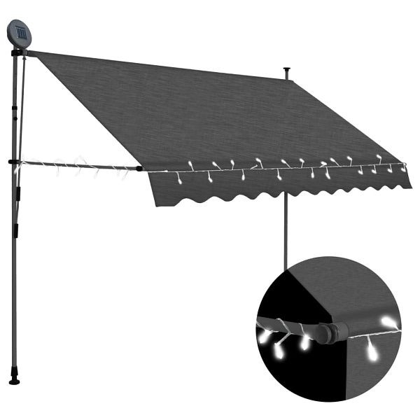 vidaXL Einziehbare Markise Handbetrieben mit LED 250 cm Anthrazit, 145865