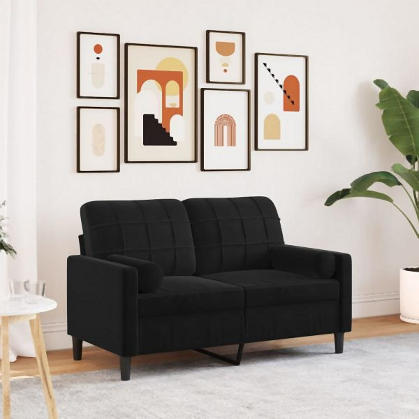 vidaXL 2-Sitzer-Sofa mit Zierkissen Schwarz 120 cm Samt, 3278214