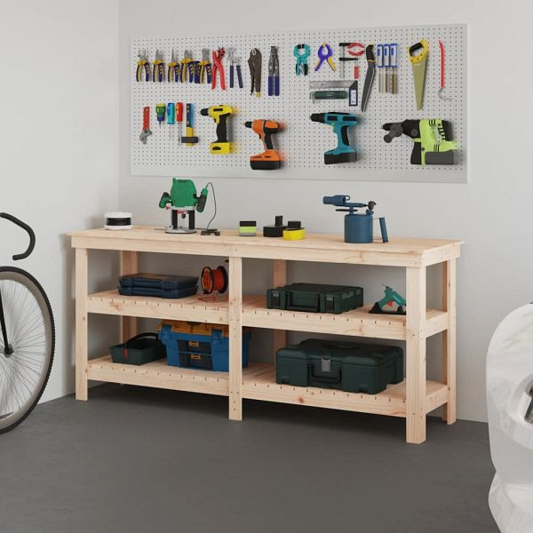 vidaXL Werkbank 181x50x80 cm Massivholz Kiefer, Material: Massives Kiefernholz (unbehandelt), 823654
