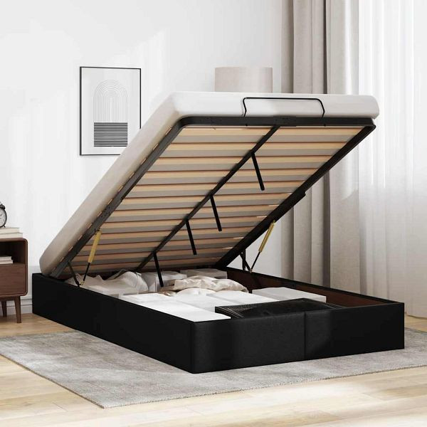 vidaXL Ottoman-Bett ohne Matratze Schwarz 120x200 cm Kunstleder, 3310794