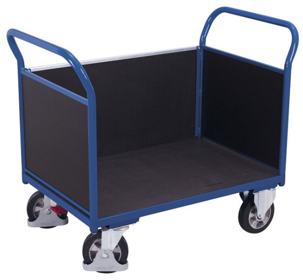 VARIOfit Dreiwandwagen mit Siebdruckplatte, Ladefläche: 995 x 665 mm, RAL 5010 enzianblau, sw-700.322