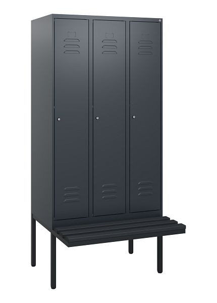 C+P Umkleidespind Classic PLUS, 3 Abteile, 1950x900x815mm, 7016/7016, Zylinderschlösser, 0800405-30 S10057