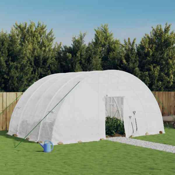 vidaXL Gewächshaus mit Stahlrahmen Weiß 24 m² 6x4x2,85 m, 3188116