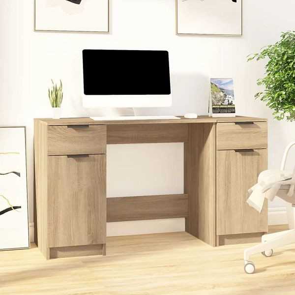 vidaXL Schreibtisch mit Beistellschrank Sonoma-Eiche Holzwerkstoff, 3115910