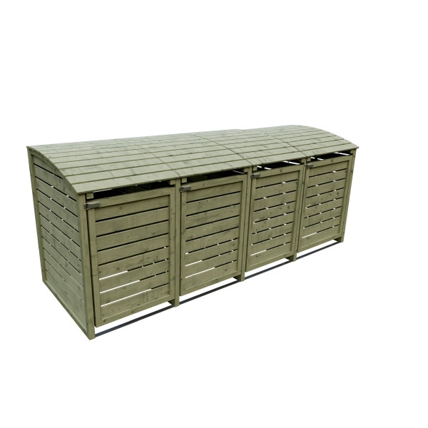 T&J HENRI Mülltonnenabtrennung 4-fach, B 300 x T 90 x H 120 cm, inkl. Rückwand, kdi-grün, 21828