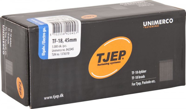 TJEP TF18 45mm Stift, verzinkt Box 5.000 Stück, Brads und Stifte, 842045