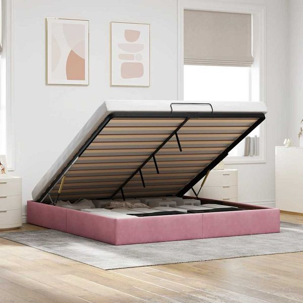 vidaXL Ottoman-Bett ohne Matratze Rosa 200x200 cm Samt, 3310990