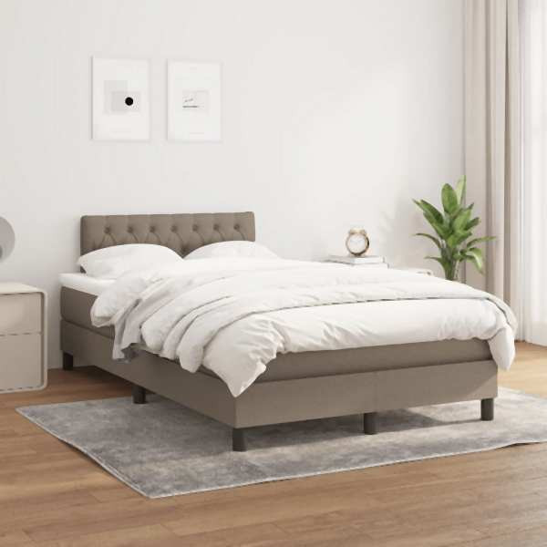 vidaXL Boxspringbett mit Matratze Taupe 120x200 cm Stoff, 3140285