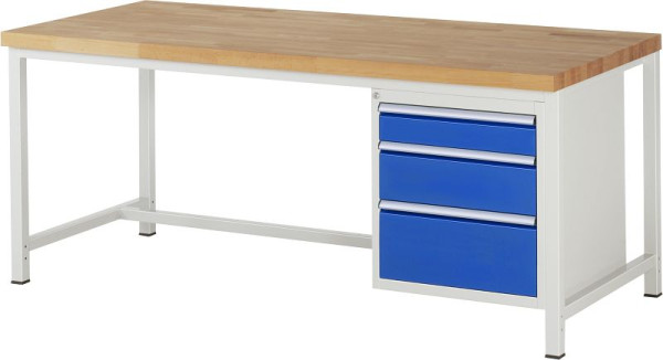 RAU Werkbank Serie 8000 - Gestell-Bauweise (Schweißgestell), 3 x Schublade, 2000x840x900 mm, 03-8159A1-209B4S.11
