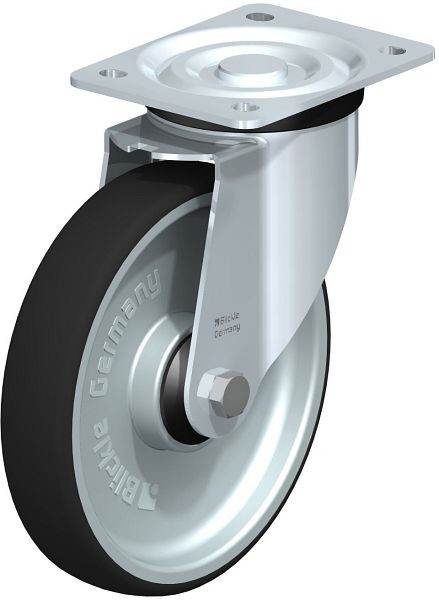 Blickle L-PATH 200K-ELS Stahlblech-Lenkrolle, mittelschwere Ausführung, mit Anschraubplatte, Thermoplastisches Polyurethan, Grau, 852223