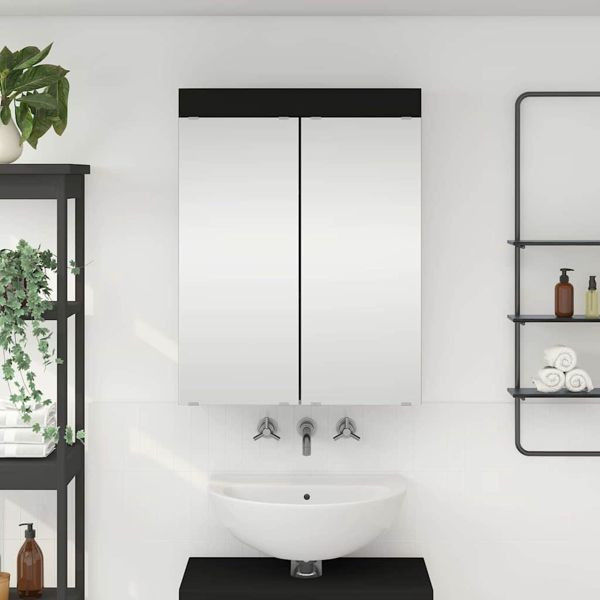 vidaXL Badezimmerspiegelschrank TULUM Schwarz 60 x 16,5 x 78 cm, 880362