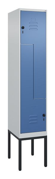 C+P Z-Spind Classic PLUS, Gestell, 2 Abteile, 2120x400x500mm, 7035/5023, Drehriegel, 0800337-122 S10005