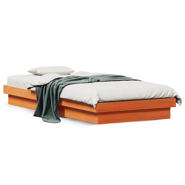vidaXL Massivholzbett mit LED Wachsbraun 75x190 cm Kiefer, 844419