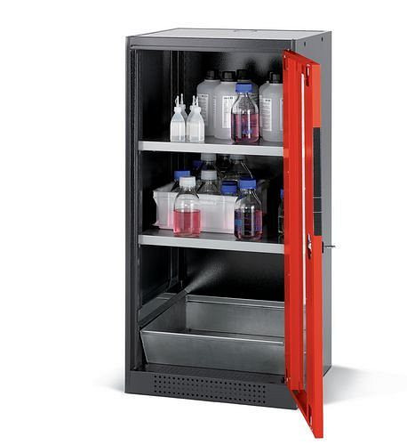 asecos Chemikalienschrank Systema CS-52RG, Korpus anthrazit, rot, 2 Einlegeböden und Bodenwanne, 202632
