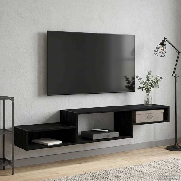 vidaXL Wandmontierter TV-Schrank Wandhalterung Schwarze Eiche, 8005990