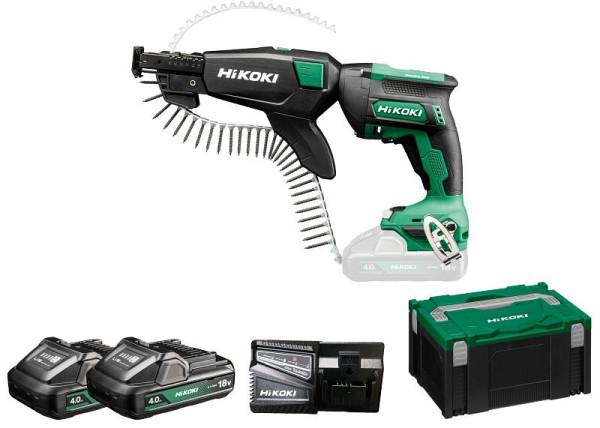 HiKOKI 18V Akku Magazinschrauber 0-3.000 min-1, 2 x 4.0 Ah, W18DB (4.0) (HSC III) inkl. Schraubermagazin, W18DBWCZ