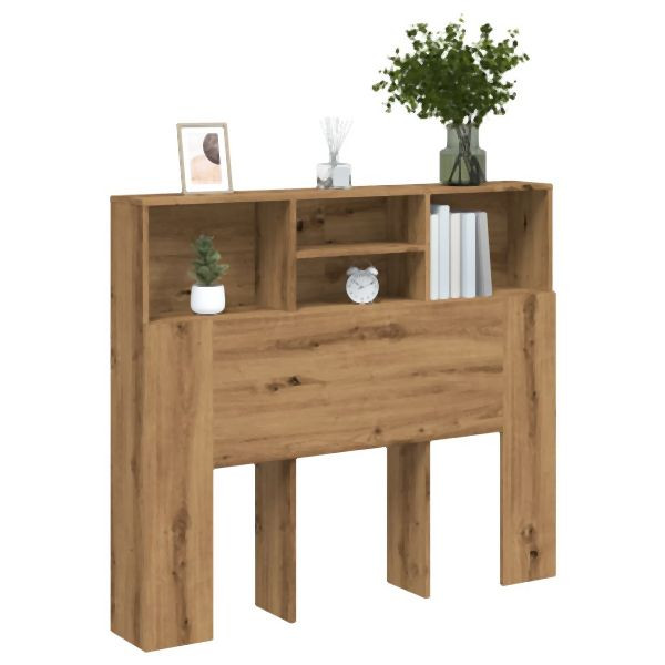 vidaXL Bett-Kopfteil mit Ablagen Artisan-Eiche 120x19x103,5 cm, 856867