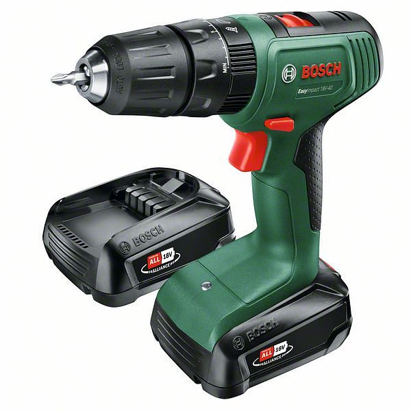 Bosch Akku-Schlagbohrmaschine EasyImpact 18V-40: 2x Akkupack PBA 18V 1.5Ah W-A, 06039D8108