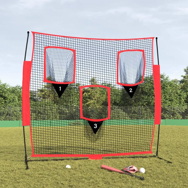 vidaXL Baseball-Netz Tragbar Schwarz und Rot 183x105x183 cm Polyester, 93747