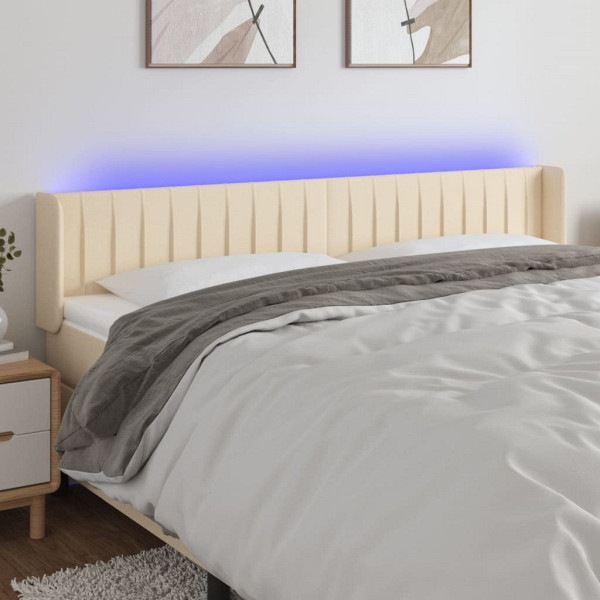 vidaXL LED Kopfteil Creme 163x16x78/88 cm Stoff, 3123485