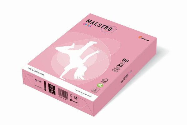 MAESTRO COLOR Kopierpapier MAESTRO® Color Pastell, A4, 80g/m², 500 Blatt, rosa, 9417-PI25A80S
