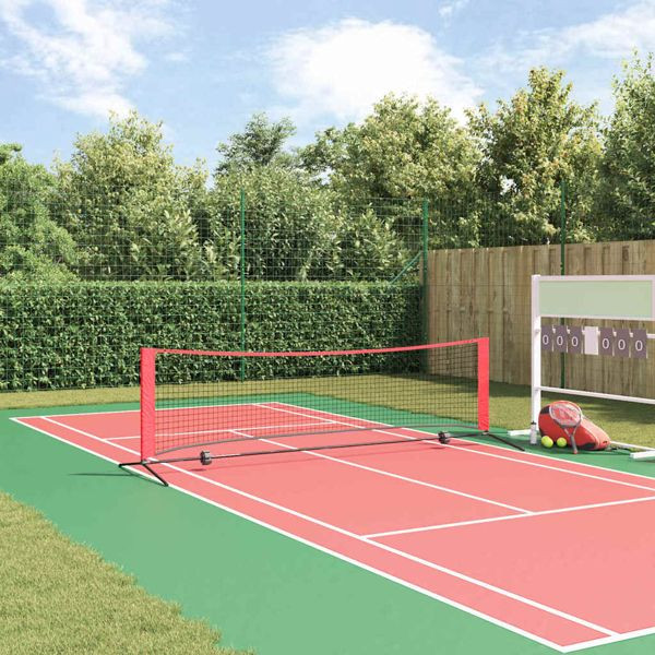 vidaXL Tennisnetz Schwarz und Rot 301 x 90.5 x 87 cm Polyester, 42012860