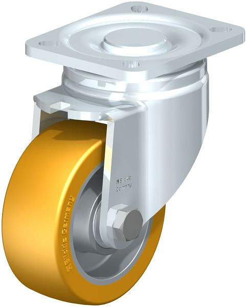 Blickle LH-ALTH 101K-1 Stahlblech-Lenkrolle, Schwerlast-Ausführung, mit Anschraubplatte, Blickle Extrathane®, Hellbraun, 286393