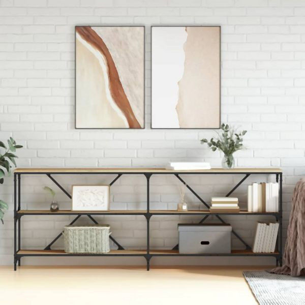 vidaXL Konsolentisch Sonoma-Eiche 200x30x75 cm Holzwerkstoff und Eisen, 832859