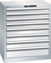 LISTA Schubladenschrank 36x27E (BxTxH) 717x572x850mm KEY Lock, Lichtgrau, 8 Schubladen, Fronthöhen: 75 - 150 mm, 78.576.020