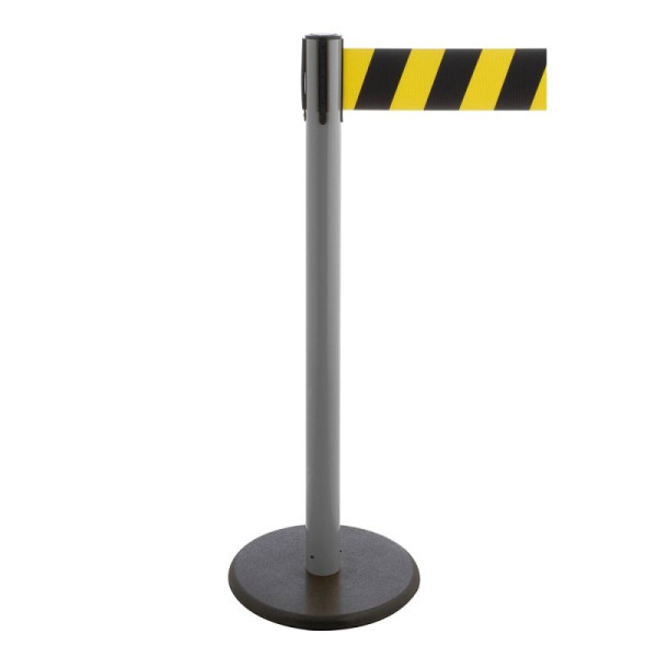 Stein HGS Personenleitsystem -P-Line Premium-, anthrazit, schwarz/gelb diagonal (schraffiert), mit magnetischem Gurtendstück, Gurtlänge: 3,8 m, 34241a-1704