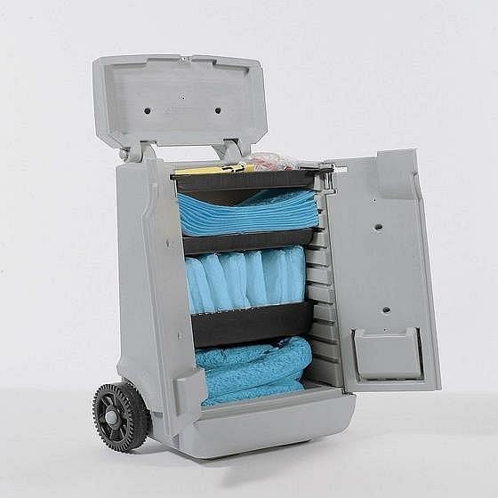 asecos Notfall-Set Transportwagen mit Öl-Sorbents, 410 x 590 x 950mm, 14411