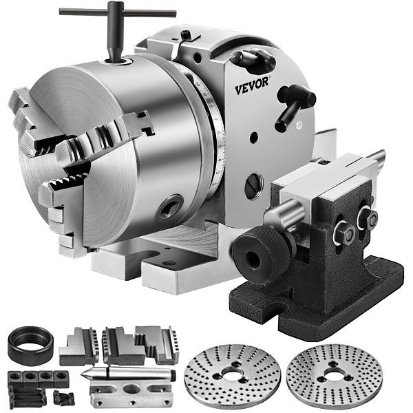 VEVOR BS-0 Teilapparat Ø 130 mm Teilkopf mit Index und 3 B Futter Reitstock, 5CFDT000000000001V0