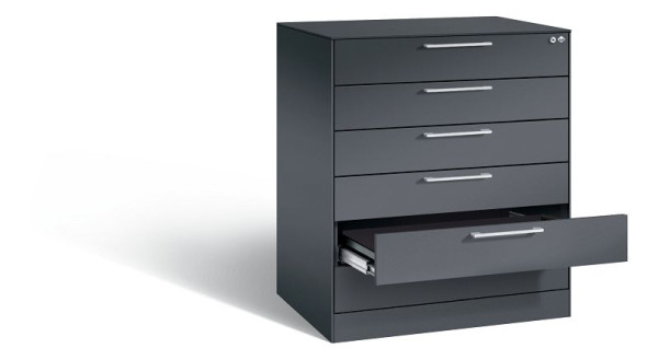 C+P Karteischrank Asisto, H1010xB800xT600mm, Farbe: Schwarzgrau, Bügelgriff, 146243-600 S10016