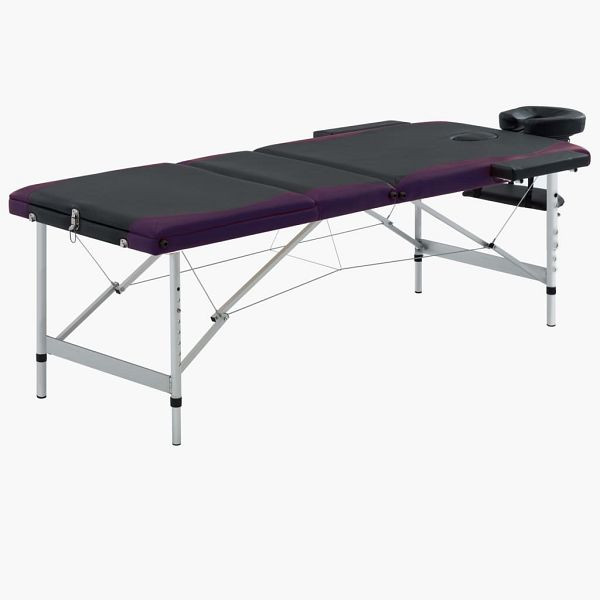 vidaXL Massageliege Klappbar 3-Zonen Aluminiumgestell Schwarz und Lila, 110239