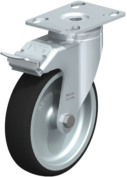 Blickle LKPA-PATH 126G-FI Apparate-Lenkrolle mit Anschraubplatte & Feststeller, Thermoplastisches Polyurethan, Grau, 846970
