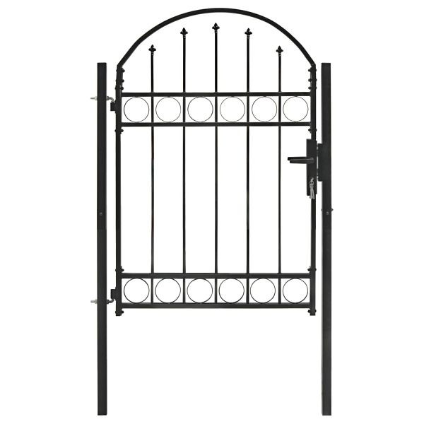 vidaXL Zauntor mit Gewölbter Spitze Stahl 100 x 125 cm Schwarz, 143085