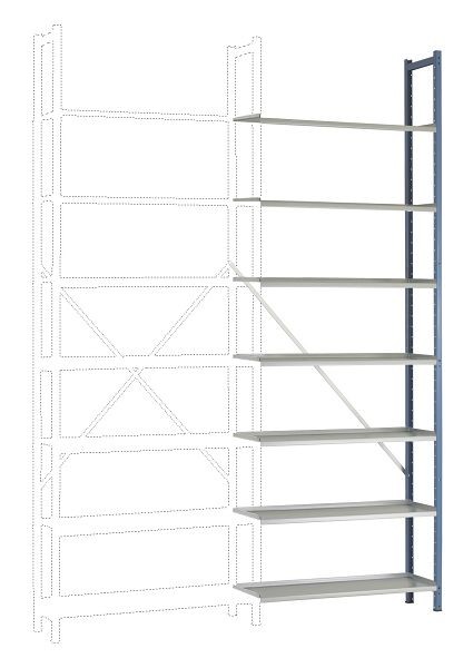 Manuflex Archiv-Anbauregal mit 7 Stahlböden, HxBxT = 2600 x 930 x 300 mm, RA2186.5007