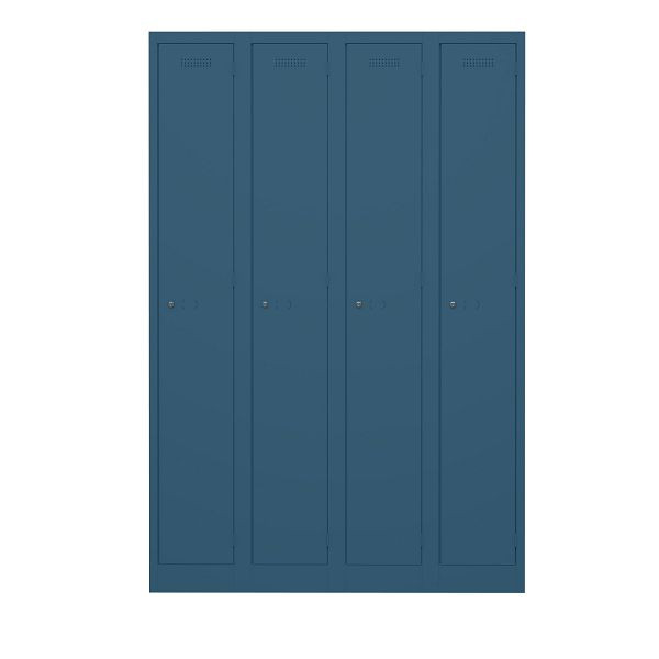 Bisley Garderobenschrank Primary Locker, 4 Abteile, 687 prussian, PL3050Q1687
