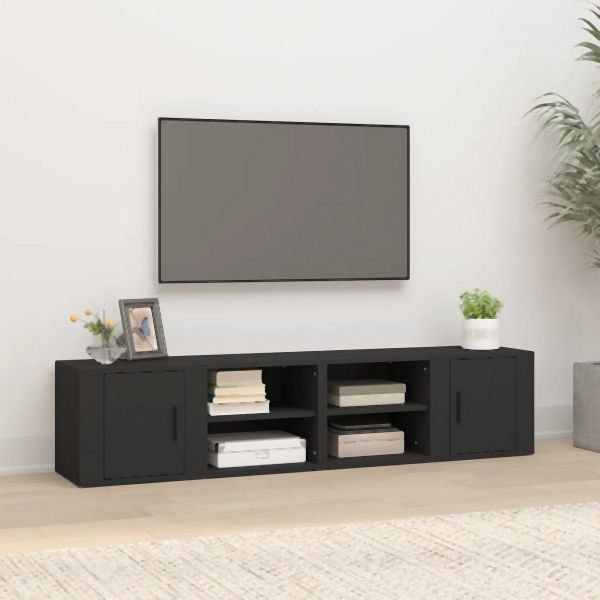 vidaXL TV-Schränke 2 Stk. Schwarz 80x31,5x36 cm Holzwerkstoff, 819439