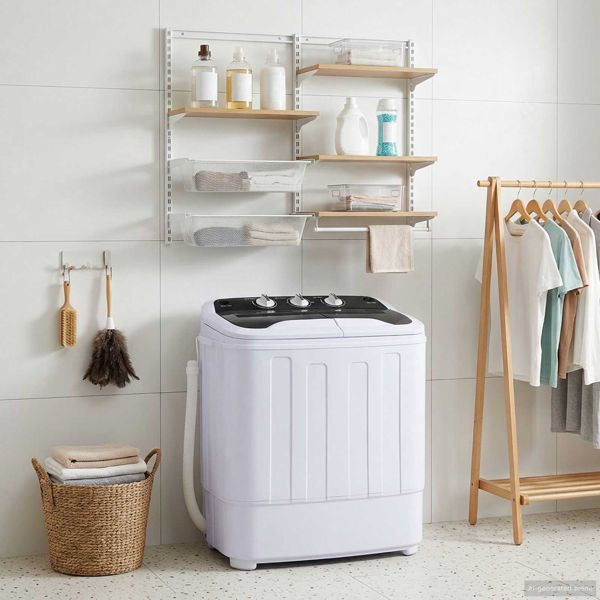 vidaXL Mini-Waschmaschine mit Zwillingsbad 3,6 kg Schwarz und Weiß, 42039109