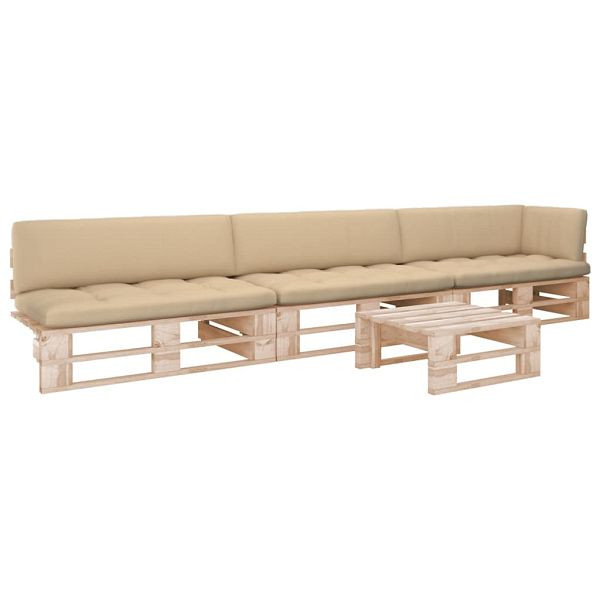 vidaXL 4-teilig Paletten-Lounge-Set mit Kissen Imprägniertes Kiefernholz, 3066748