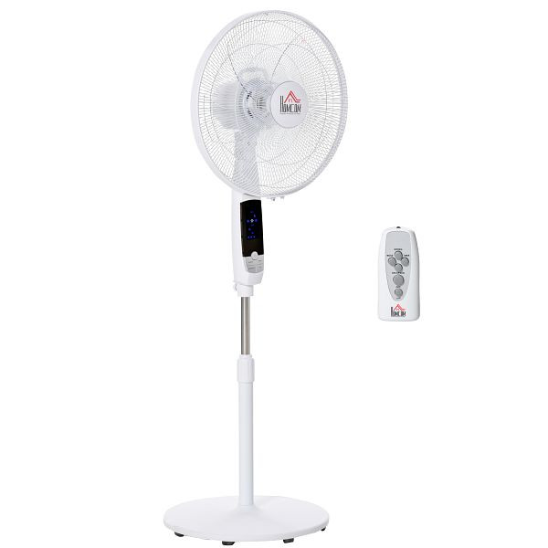 HOMCOM Standventilator, 3 Geschwindigkeiten, 3 Modi, Timer, Fernbedienung, 45 x 42 x 118-138 cm, Weiß, 824-023V90CW