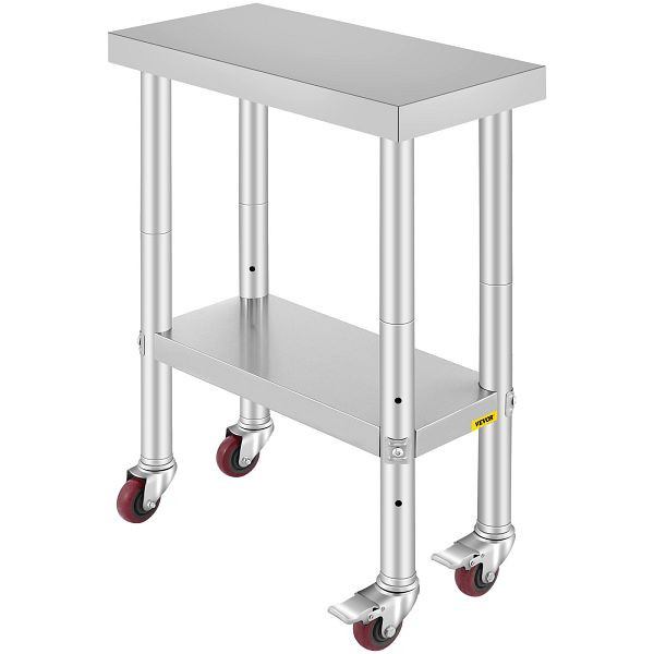 VEVOR Werkbank 61 x 30 x 81 cm Arbeitstisch Edelstahl Esswerkbank aus Edelstahl mit einem Fassungsvermögen von 150 kg, SYGZT12X24INDJL01V0