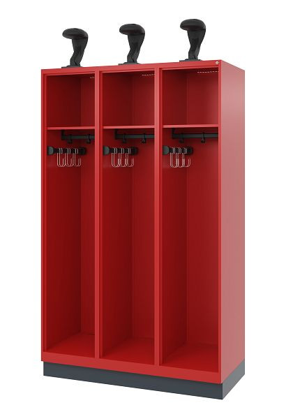 C+P Feuerwehrspind Evolo, Modell EXPERT, 3 Abteile, H1950B1200T500 mm, Feuerrot, Sockel, 0491015-32 S10011