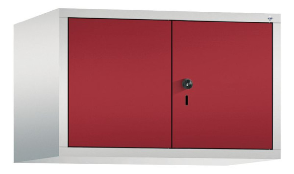 C+P Aufsatz-Garderobenschrank Evolo, 2 Abteile, H500xB810xT500 mm, Lichtgrau/Rubinrot, 48092-22 S10015